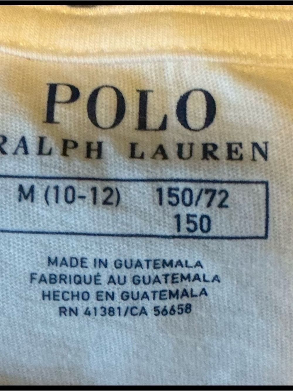 Polo by Ralph Lauren Kid’s White Short Sleeve T-Shirt Size Medium (10-12) - Picture 4 of 6